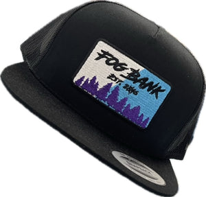 Fog Bank Trees Patch Trucker Hat-Black